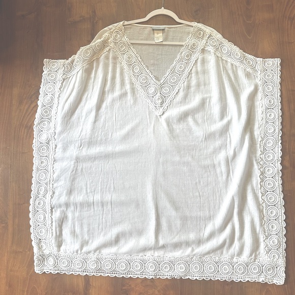 La Blanca Island Fare Cotton Crochet Lace Trim Tunic Swim Coverup - 2X - Picture 7 of 10